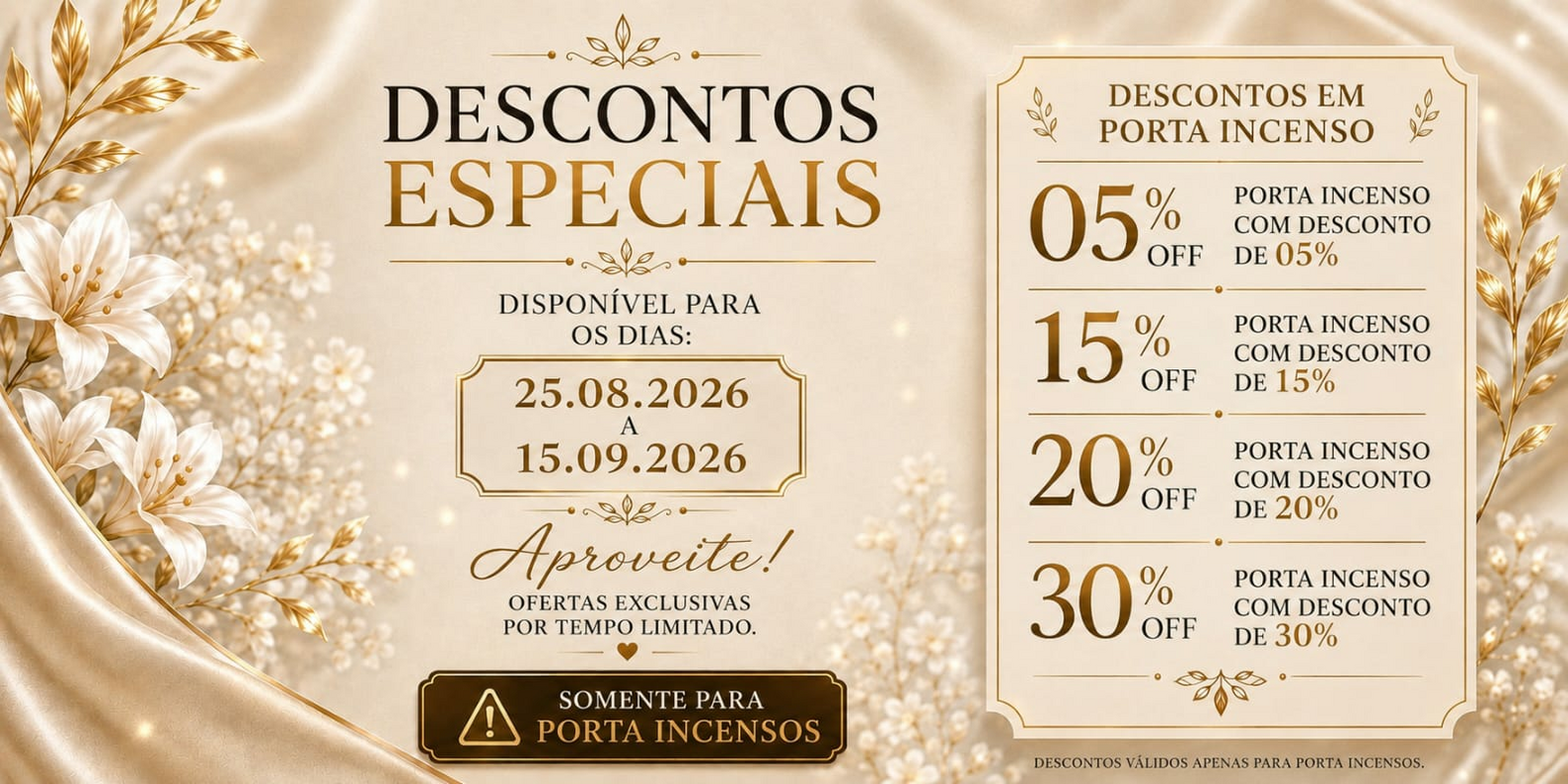 DESCONTOS PORTA INCENSO