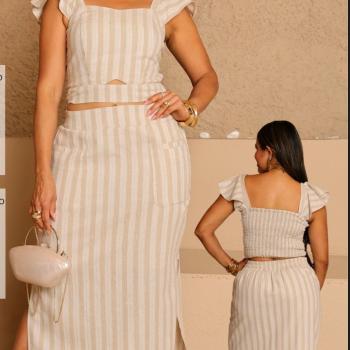 Conjunto Exinia Feminino Cropped e Saia Midi 4853 49730