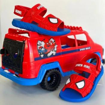 Sandália Grendene Masculina Homem Aranha C/ Furgão 23222 Azul/Vermelho 43347