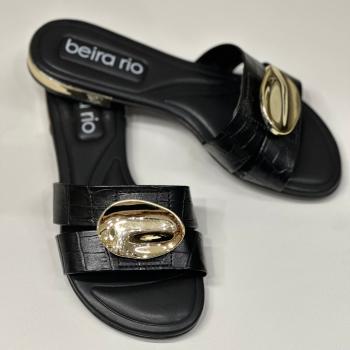 Sandália Beira Rio Feminina Rasteira 8263989 Preta 50143