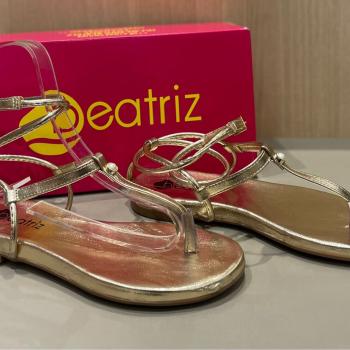 Sandália Beatriz Feminina Rasteira de Amarração 360200/38 Dourada 49787