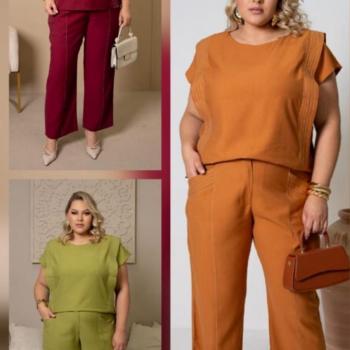 Conjunto Feminino Areen Calça e Blusa Plus 696 48964