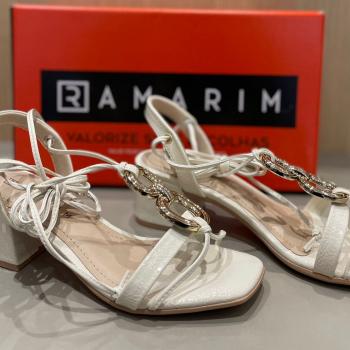 Sandália Ramarim Feminina Salto Baixo Com Amarração 30205 Off 48769
