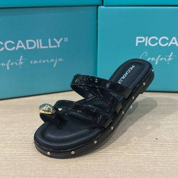 Sandália Piccadilly Feminina Rasteira 445001 Preto 50573