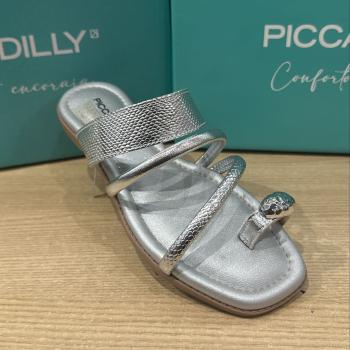 Sandália Piccadilly Feminina Rasteira 508083 Prata 50578