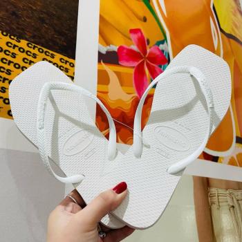 Chinelo Havaianas Feminino Slim Square Branco/Branco 36816 49609