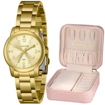 Relógio Lince Feminino Dourado + Porta Joias LRG4852L34 51092