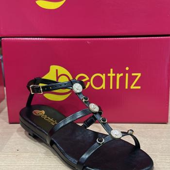 Sandália Beatriz Feminina Rasteira  360200/32 Preta 51243