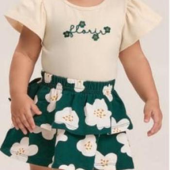 Conjunto Dila Feminino Infantil 4715 Body/Shorts Saia 1 ao 3 43614