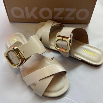 Sandalia Rasteira Akazzo Off White Com Fivela 279CC 51008