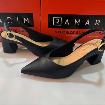 Scarpin Ramarim Slingback Salto Bloco 2616234 Preto 51583