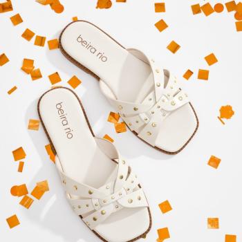 Sandalia Rasteira Feminina Beira Rio Branco/Off 8571101 50195