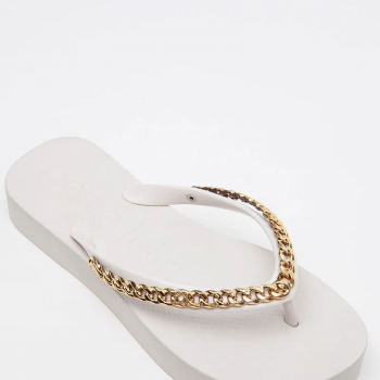 Chinelo Petite Jolie Plataforma PJ7592 Off/Ouro 49001
