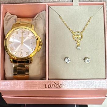 Kit Relógio Condor Dourado Feminino Com Brinco e Colar CO2035NAW/K4K 50678