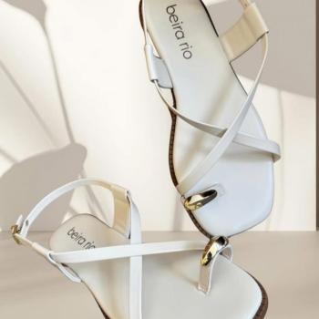 Sandalia Rasteira Feminina Beira Rio Branco/Off 8571100 50197