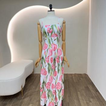 Vestido Feminino Estampado Importado SC Longo Abertura Lateral 52239