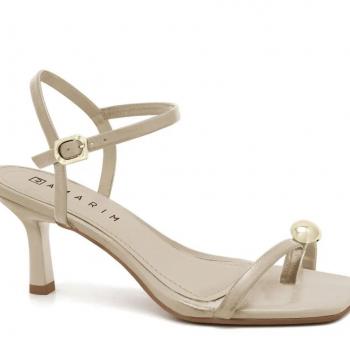Sandália Ramarim Feminina Salto Fino Creme 2527201 48888