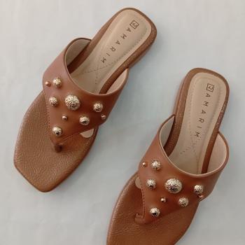 Sandália Ramarim Feminina Rasteira 2525201 Cacau 50224