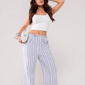 Calça Pantalona  Feminina Listrada 66468 49207