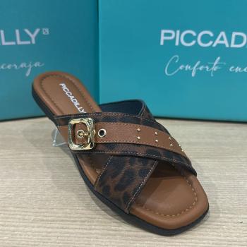 Sandália Piccadilly Feminina Rasteira 508084 Conhaque 50581