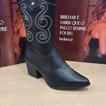 Bota Country Bebece Feminina T4928 Preto Salto Médio 50712