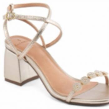 Sandalia La Femme Salto Bloco Alto 7cm Dourado/Cristal   57042 48845