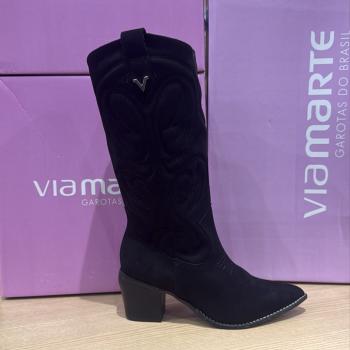 Bota Via Marte Feminina Texana 54018 Camurça Preta 51151