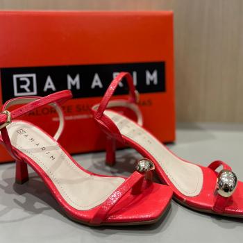 Sandália Ramarim Feminina Salto Fino 27201 Vermelho 48777