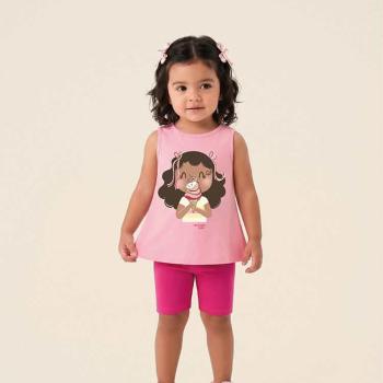 Conjunto Malwee Feminino Infantil 1000141572 Blusa/Bermuda 1 ao 3 45617 k26