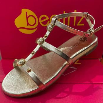Sandália Beatriz Feminina Rasteira 360200/32 Dourada 49788 116