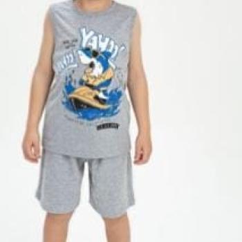 Conjunto Fashion Kids Masculino Infantil 9862 Regata/Bermuda Moletinho 4 ao 8 44273 k26