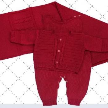 Saída Maternidade Cia do Neném 6060 Canelado Tricot 3 Peças 43177