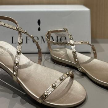 Sandália La Femme Feminina Rasteira Dourado 34128 48853