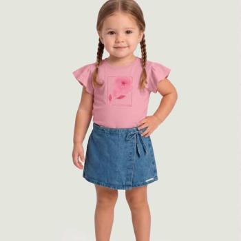 Conjunto Carinhoso Feminino Infantil 1000140330 Blusa/ Shorts Saia Jens 4 ao 8 45578 k26
