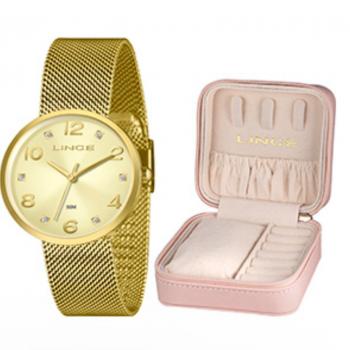 Relógio Lince Feminino + Porta Joias LRGH281L36 Dourado 49023