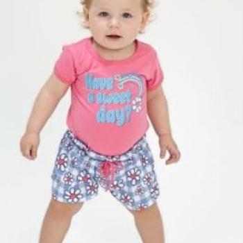 Conjunto Fashion Kids Feminino Bebê 9803 Blusa Cotton/Shorts Canelado P ao G 44251 k26