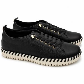 Tênis Bottero Feminino 382702 Couro Preto 52274