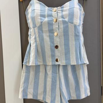 Conjunto Feminino Importado SC Blusa e Short Listrado 51837