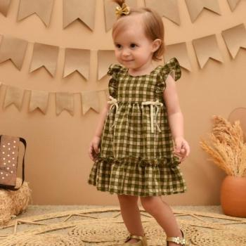 Vestido Sonho de Nenê Bebê Xadrez 5195 P ao G 44682 k26