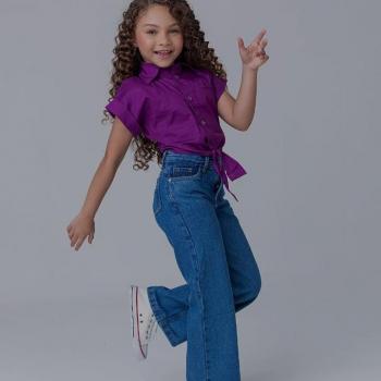 Calça Lico e Teca Feminina Infantil Wide Leg Eryka 137008335 4 ao 8 42694