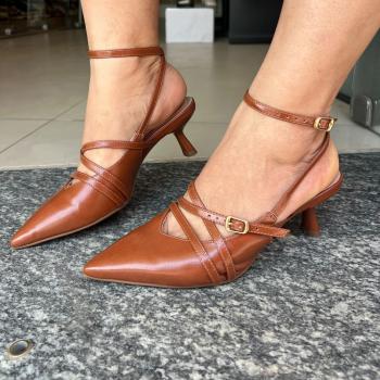 Scarpin Bebecê Salto Taça 3645922 Caramelo 48674