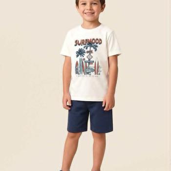Conjunto Malwee Masculino Infantil 1000141007 Camiseta/Bermuda 4 ao 8 45510 k26
