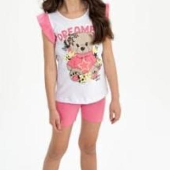 Conjunto Fashion Kids Feminino Infantil 9813 Blusa/Shorts Cotton 4 ao 8 44259 k26