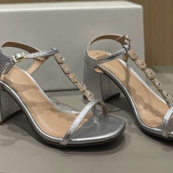 Sandalia La Femme Femenina  Salto Alto 7cm  Prata/Cristal 57091  48847