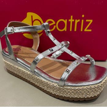 Sandália Beatriz Flatform 313700/97 Prata Metalizada 48486