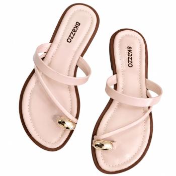 Sandália Rasteira Akazzo Feminina 378JE Off White 52054
