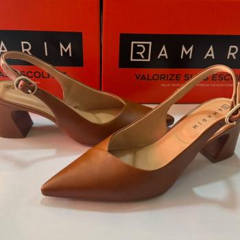 Scarpin Ramarim Slingback Salto Bloco 2616234 Caramelo 51582