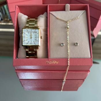 Relógio Feminino Condor Dourado Com Kit Colar e Brincos CO2035EXM 51745