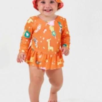 Maiô kiko e Kika Feminino Bebê Uv 50+ Manga Longa 14499 M ao G 43913
