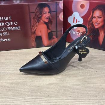 Sapato Bebece Feminino T7062 Preto Slingback 50709